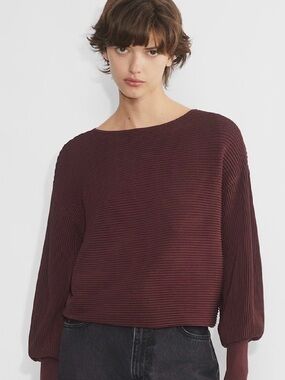 Babaton Orion Ribbed Boatneck Sweater - Burgundy Size Small NWT